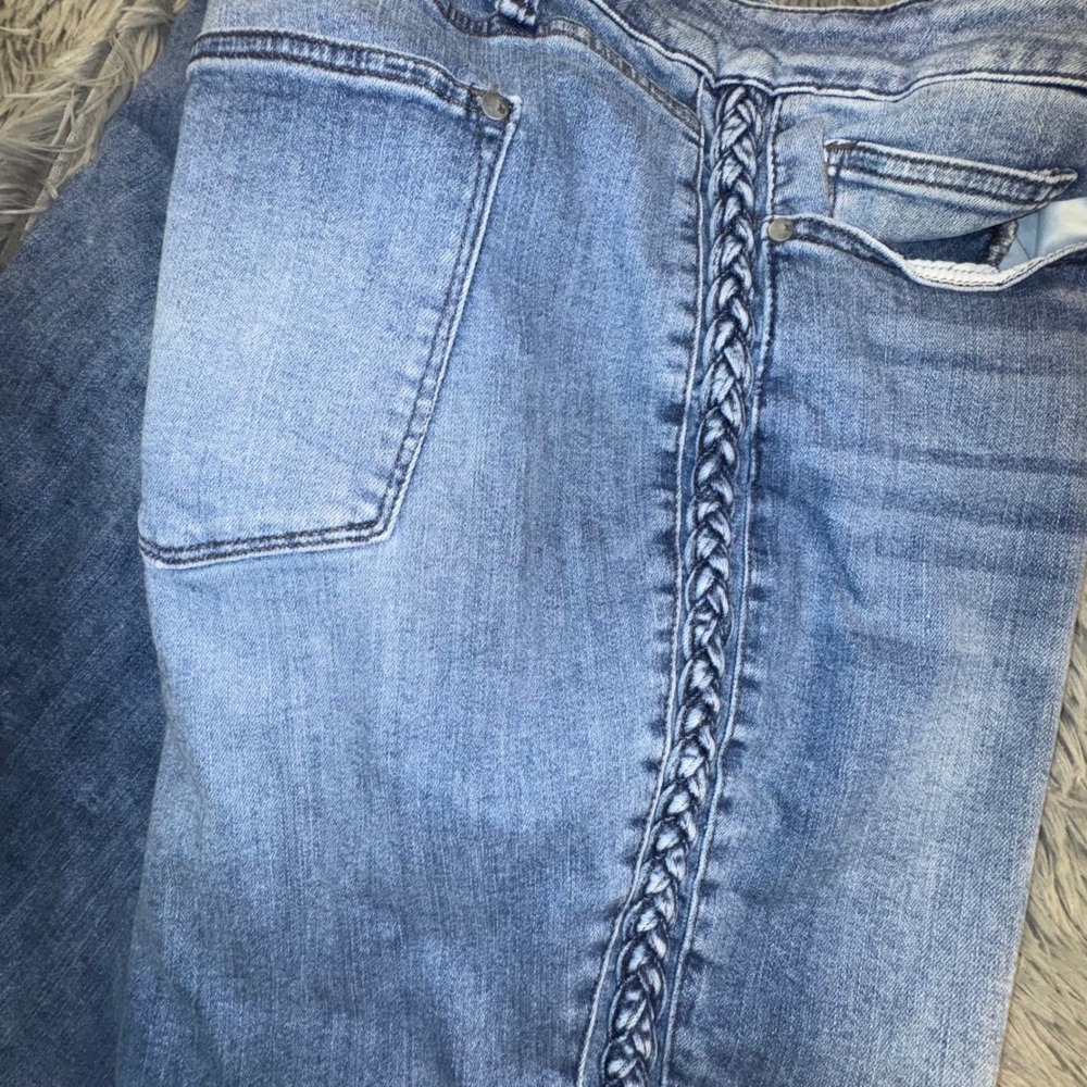 Judy Blue Wide Leg Cropped Jeans Women's 24W Light Wash Braided Detail High Rise - Picture 12 of 15
